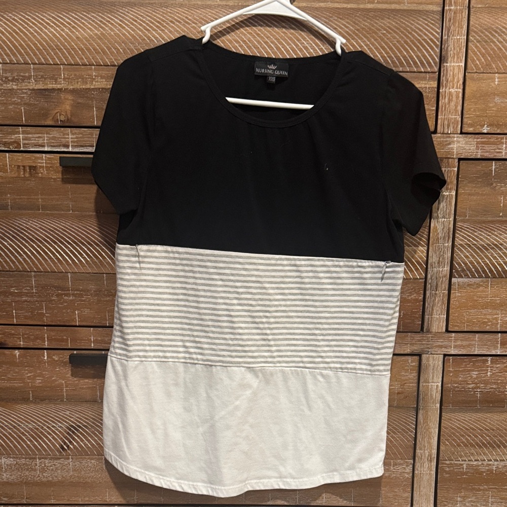 Nursing Queen Black and White Women's Top